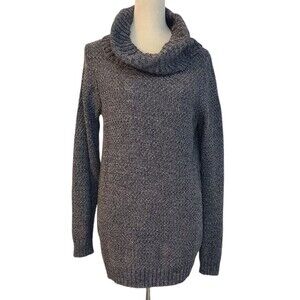 Hilary Radley Sz M Cowl Neck Knit Sweater Charcoal Mix Cozy Cabincore Y2K Comfy